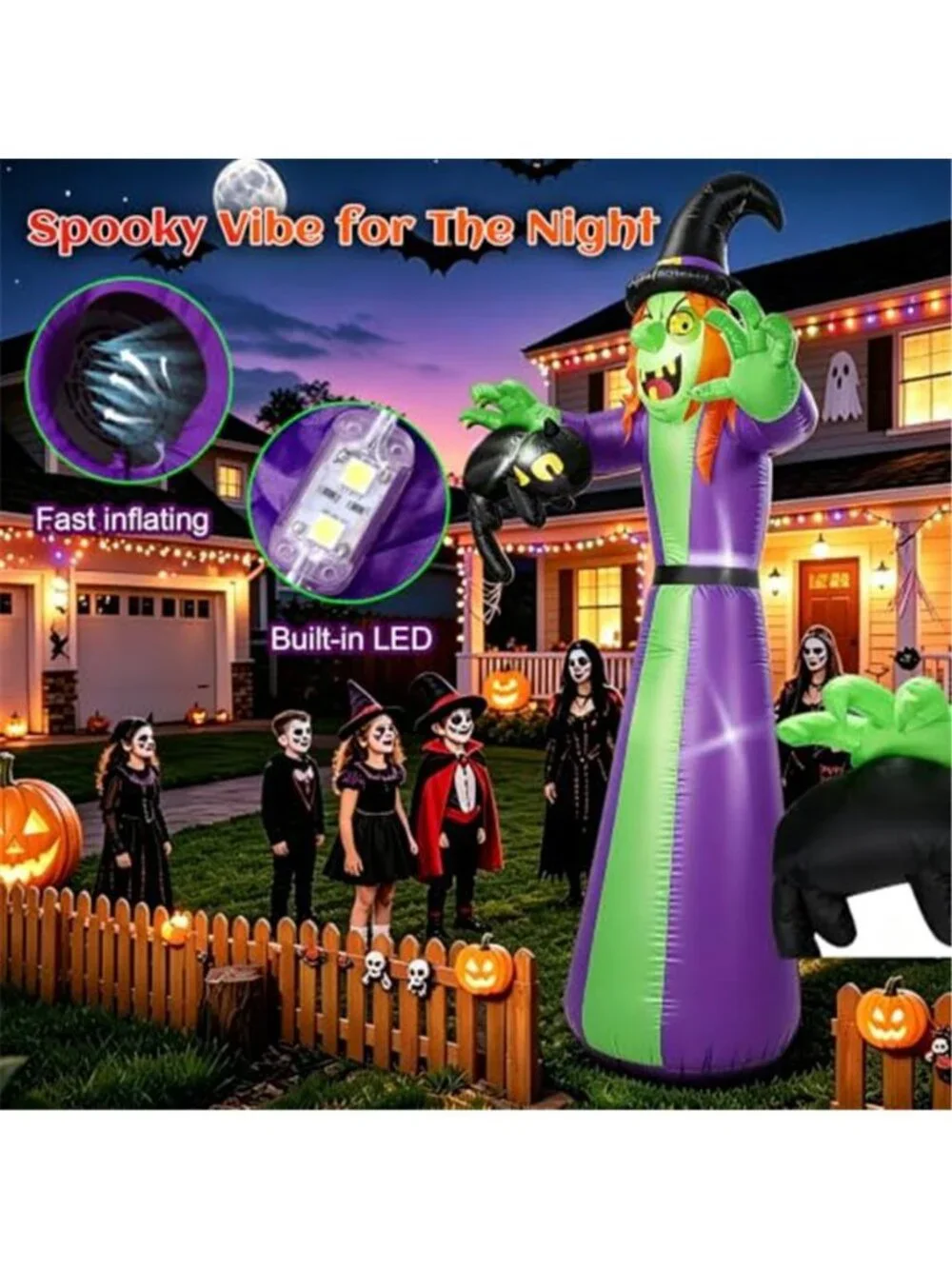 12 FT Giant Halloween Inflatables Witch Outdoor Decoration-Huge Blow Up Spooky